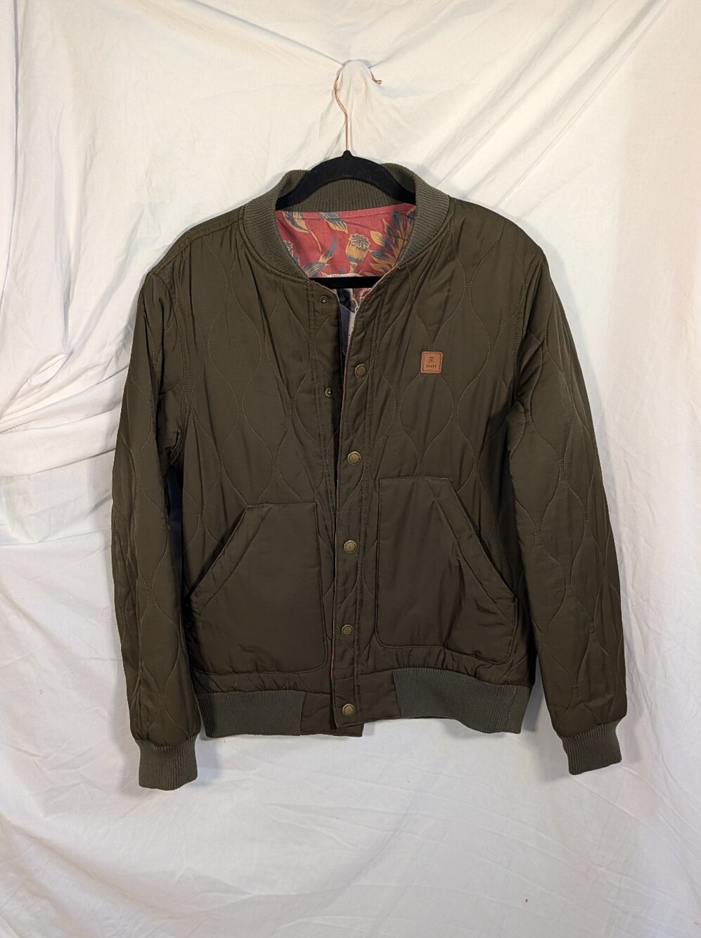 Men's Quilted Reversible Bomber Jacket - Olive